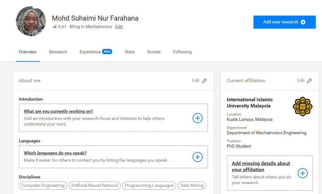 Farahana Suhaimi on ResearchGate